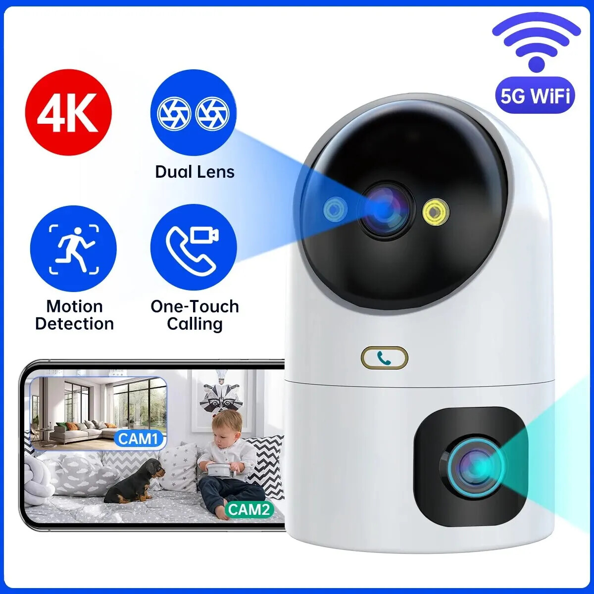 Camera 10X Zoom Dual Lens Auto Tracking Camera Baby Monitor Video Surveillance