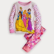 Disney Store Princess PJ Pal Girls 2pc Pajama Rapunzel Aurora Belle Snow White