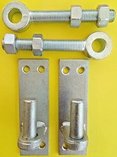 Heavy Duty Wrought Iron Zinc Plated Gate Hinges & Eye Bolts M12 & M16