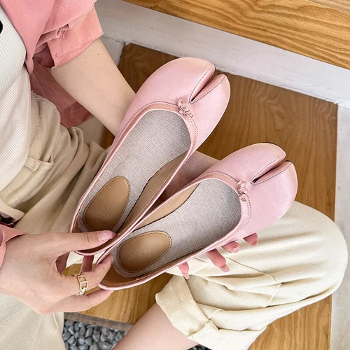 Scarpe donna slip on pelle nuove punta spaccata ballerine mocassini piatti scarpe ballerine - Foto 4 di 23