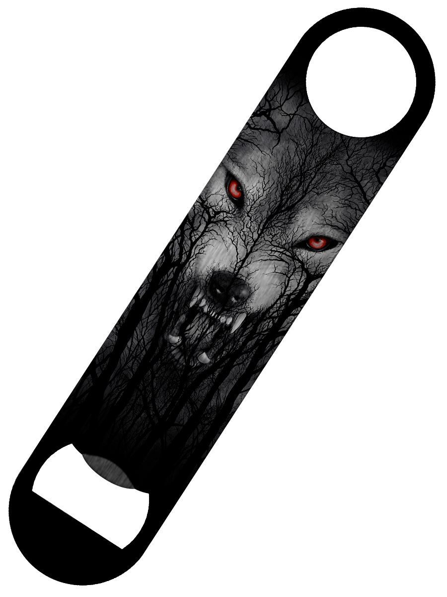 Spiral Bottle Opener Forest Wolf Bar Blade Black 18x4cm