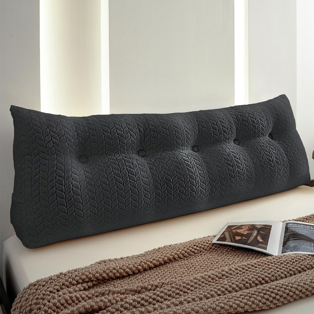 Velvet Triangular Wedge Pillow, Removable Cover Headboard Pillow for Daybed, Bac