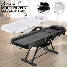 Black/White Massage Table Tattoo Chair Facial Bed Barber Salon Spa w/Storage Box