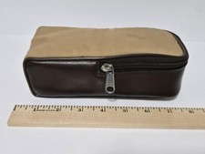 VINTAGE Camera Case Zip Closure Tan Padded Interior Snap Handle
