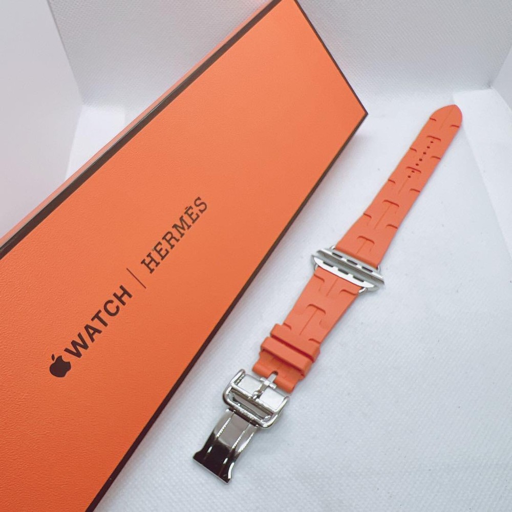 Hermès Kilim Simple Tour Strap Orange Leather for Apple Watch 38-42mm 1.5-1.7in
