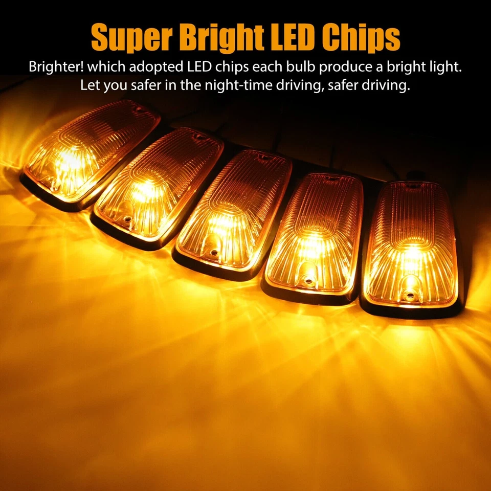 Kit de luces de circulación de techo LED ámbar para camioneta Chevy GMC 88-02 Foto 4 de 4