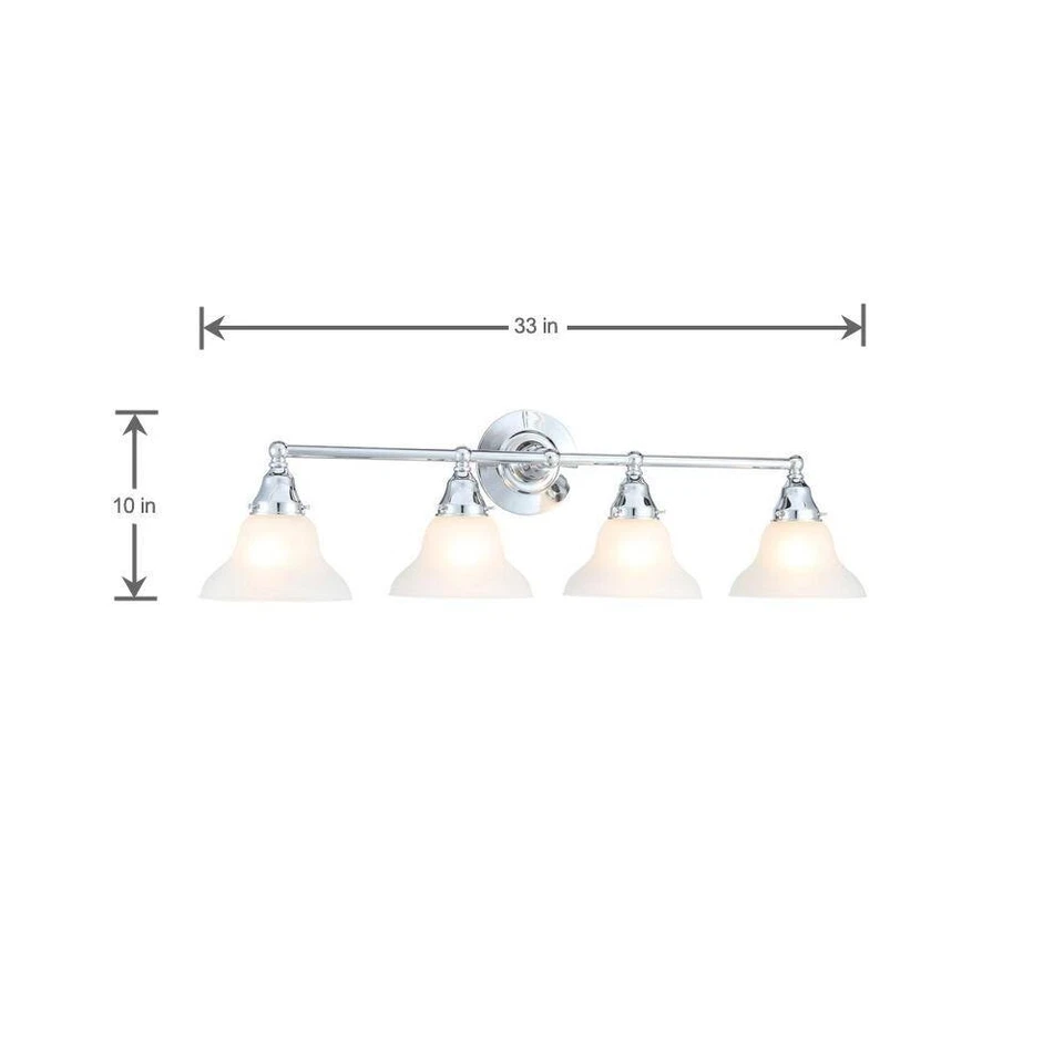 Asten  4-Light Chrome Vanity Light with Opal Etched Glass Shades by World Import - Image 3 of 4