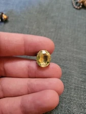 Amazing Flourescent Vaseline Glass Faceted Stone Lapel Pin