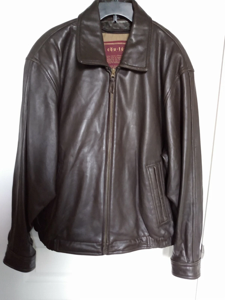 Couture by J. Park Brown Lamb Leather Bomber Jacket - Men's Size LARGE