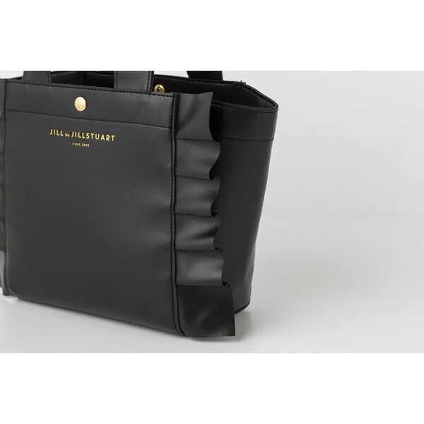 【JILLSTUART】★LEATHER LARGE CHEMI BAG BLACK JILL by JILLSTUART Smooth frilled tote bag BLACK 7 seven