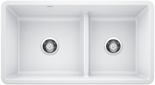 Blanco 442524 White Precis 33" Undermount Double Basin Composite Kitchen Sink