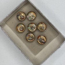 Japanese Satsuma Buttons Lot of 7 Painted Immortal Gods