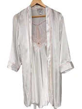 Linea Donatella White Lace Peignoir Set Nightgown Robe Wedding Lingerie Lg Bride