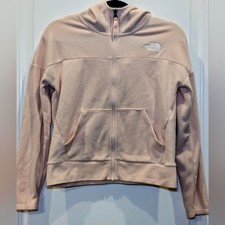 The North Face Girls Fleece Full Zip Hoodie Pink Jacket Size M 10 / 12