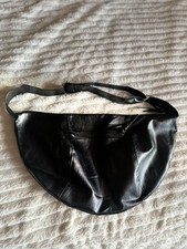 Black Crescent Shoulder Bag Zip Closure Adjustable Strap Inner Pockets