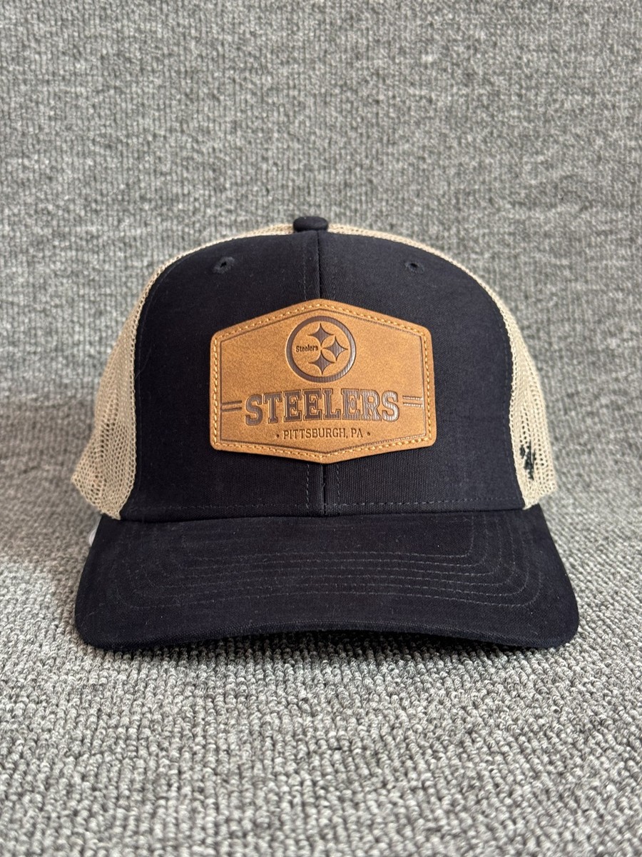 '47 Brand Pittsburgh Steelers NFL Trucker Hat Black Tan Mesh Hook and