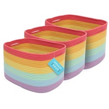 3-Pack Rope Rainbow Storage Baskets  for Classroom, Nursery, Baby Room