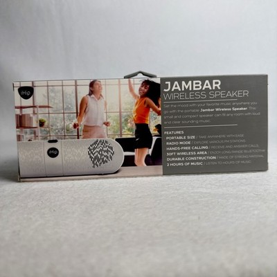 Jambar Wireless Speaker Bluetooth White, 30ft Wireless Area, 2 Hours, Small