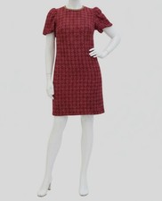 Jessica Howard Womens Red Bouclé Metallic Embellished Neck Dress Petite Size 14P