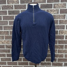 NWT J. Crew Dark Navy Blue Rugged Merino Wool Half Zip Sweater Pullover Men  s L