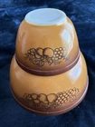 Pyrex Old Orchard Brown Amber Quart Vintage Mixing Bowls 401 & 403 Set of 2