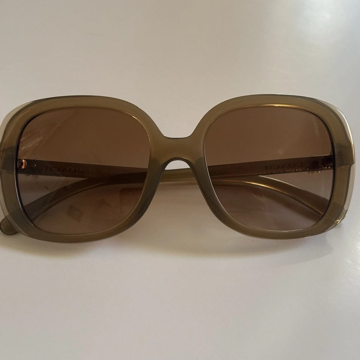 Women\'s Oversized Sunglasses - Beige Frame with Brown Gradient Lenses w case Champagne Oversized TR90 Square Gradient Sunglasses with  main image 4