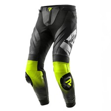 Rebelhorn Inferno Moto Motorcycle Leather Trouser Black / White / Fluo Yellow