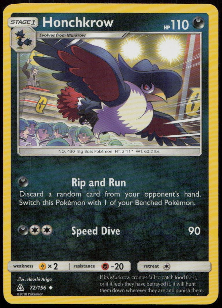 Honchkrow 72/156 NM Ultra Prism Uncommon Pokemon