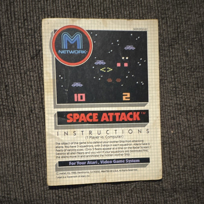 Mattel Electronics Space Attack Atari 2600 Instruction Manual Booklet, English