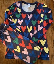 Hanna Andersson Two Piece Pajama Set Sleepwear Happy Hearts Long Pajamas XS