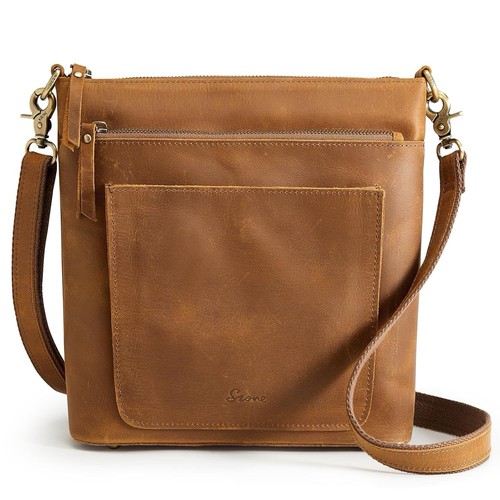 Leather Crossbody Bag for Women Vintage Cross Body Bags with Multi Pockets