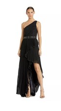 Mac Duggal Pleated, Beaded Waist, One Shoulder  Gown, Sz 8, New
