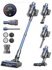 Cordless Vacuum Cleaner, 45KPA 550W Vacuum Cleaners for Home, Stick Vacuum wi...