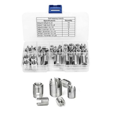50x Metric Thread Inserts M3-M16 Stainless Steel Self-Tapping For Workshop Use