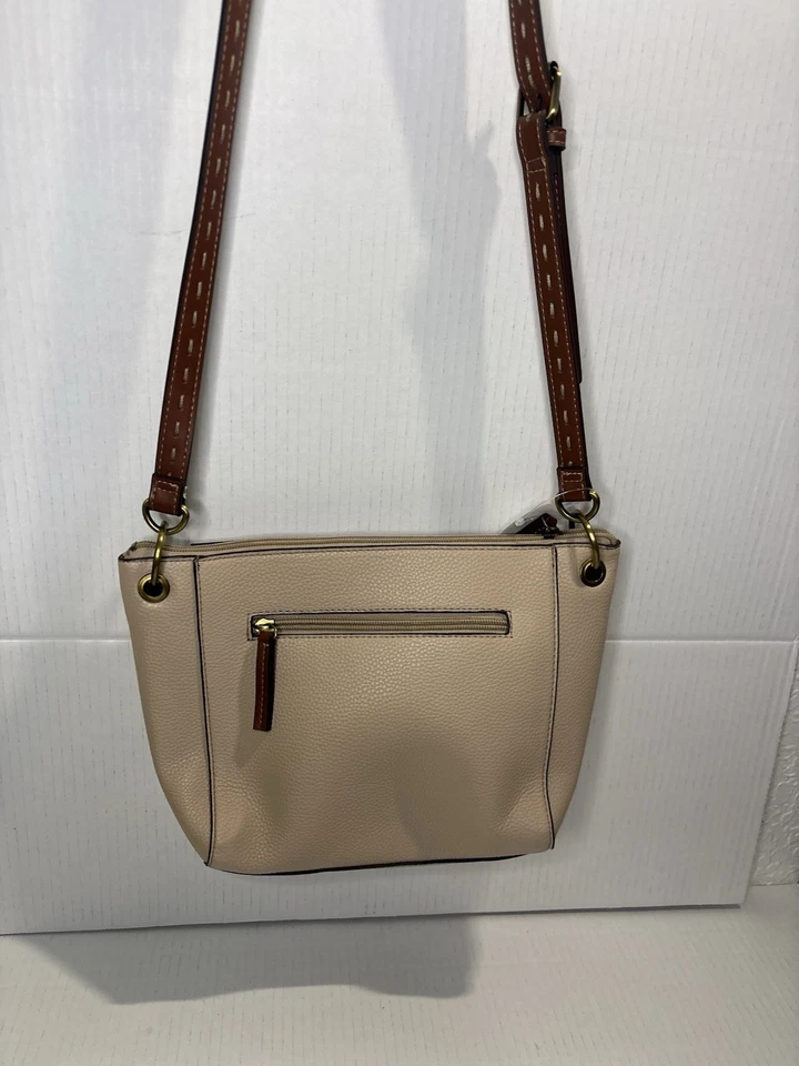 St John’s Bay Genuine Pebble Leather Tan Crossbody Bag with Braided Detail - Изображение 4 из 4