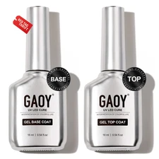 16Ml 2 Pcs Glassy Gel Top Coat and Base Coat Set, No Wipe for UV