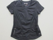 Grey's Anatomy Scrub Top Women's Size S Dark Grey V-Neck Medical Nursing