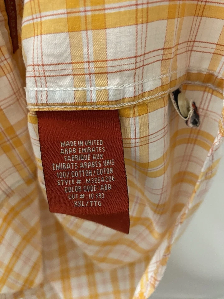Vintage Guess Mens Button Up Shirt Orange/Red/White Size XXL Plaid Short Sleeve - Image 4 of 4