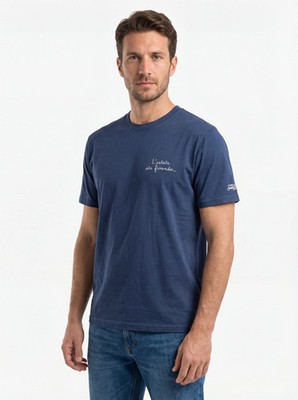 Saint Barth Herren Kurzarm-T-Shirt Navy blau 