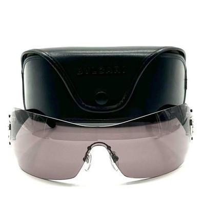 BVLGARI 6006-B 102/7N Crystal Bordeaux Shield Rimless Sunglasses