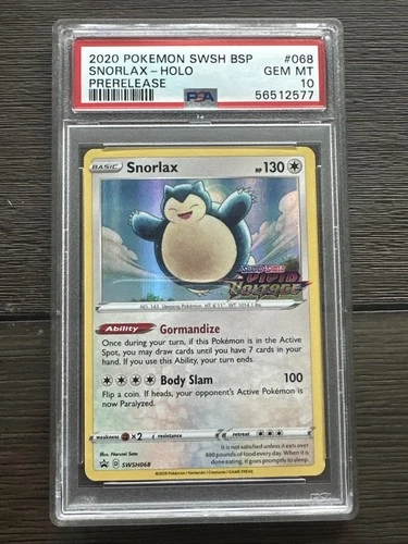 2020 Pokemon Snorlax Vivid Voltage 2019-2020 Pre-Release Promo PSA 10 GEM MT