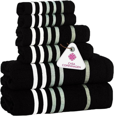 6Pcs Bathroom Towel Gift Set, 550 GSM, Black | Exotic 100% Egyptian Cotton,2 Bat