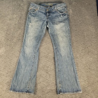 American Eagle Jeans Womens 10 Blue AE Artist Low Rise Flared Faded Stretch