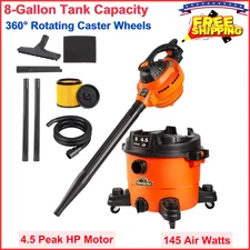 8 Gal 4.5 Peak HP Wet Dry Shop Vacuum Cleaner Tank VAC with Detachable Blower