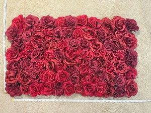 Handmade Artificial Beautiful Red Rose Real Like Wall Backdrop 18”X 29”