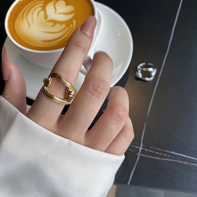 Womens Adjustable Silver Plated Geometric Ring Fashion Jewelry Statement Ring