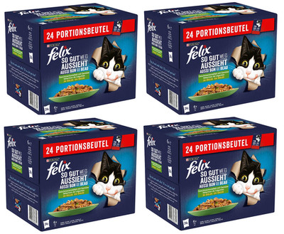 FELIX in Gelee Geschmacksvielfalt mit Gemüse 96x85g Katzen Nassfutter Sorten-Mix