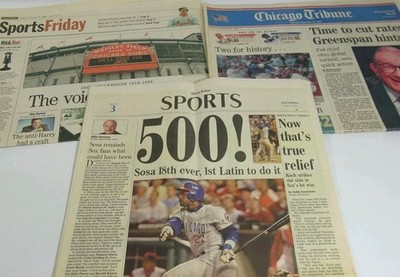 1998 & 2003 Chicago Tribune Chicago Cubs Newspaper & Sport Sections