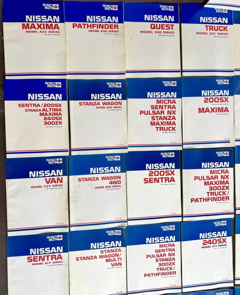 Lote de 31 manuales de boletín de productos de reparación Nissan 200SX, Frontier, Máxima, Sentra + Foto 2 de 4