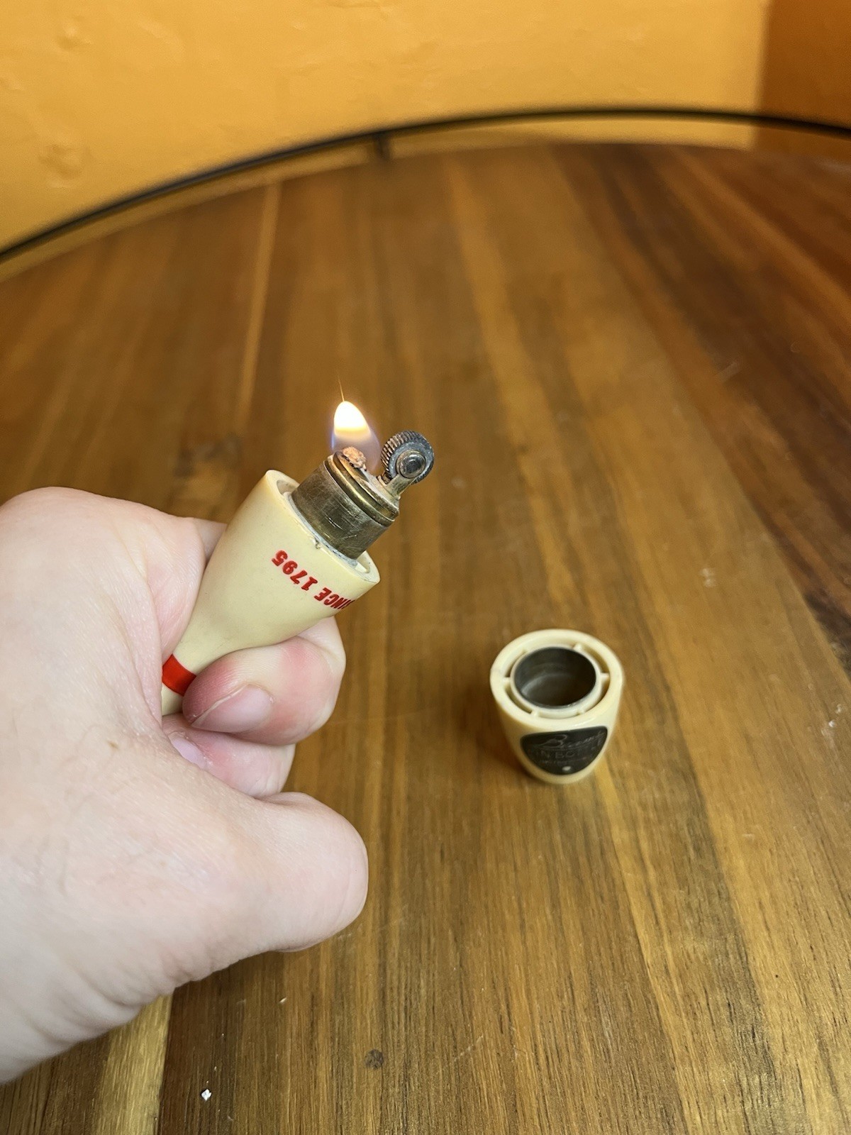 Vintage Beam&rsquo;s Bourbon Bowling Pin Bottle Kem Co Lighter